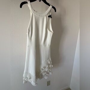 White Halter Ruffle Dress By Guess